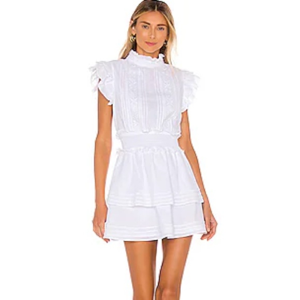 Cleobella White Ruffled Mini Dress